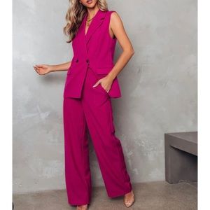 Magenta suit and pants from Vici